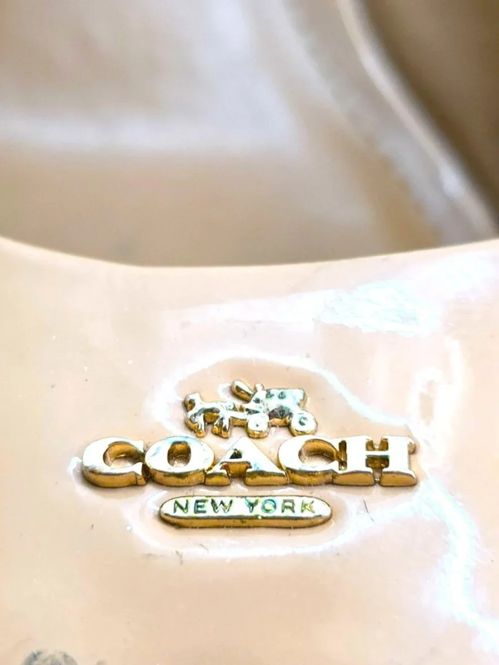 Coach tan patent